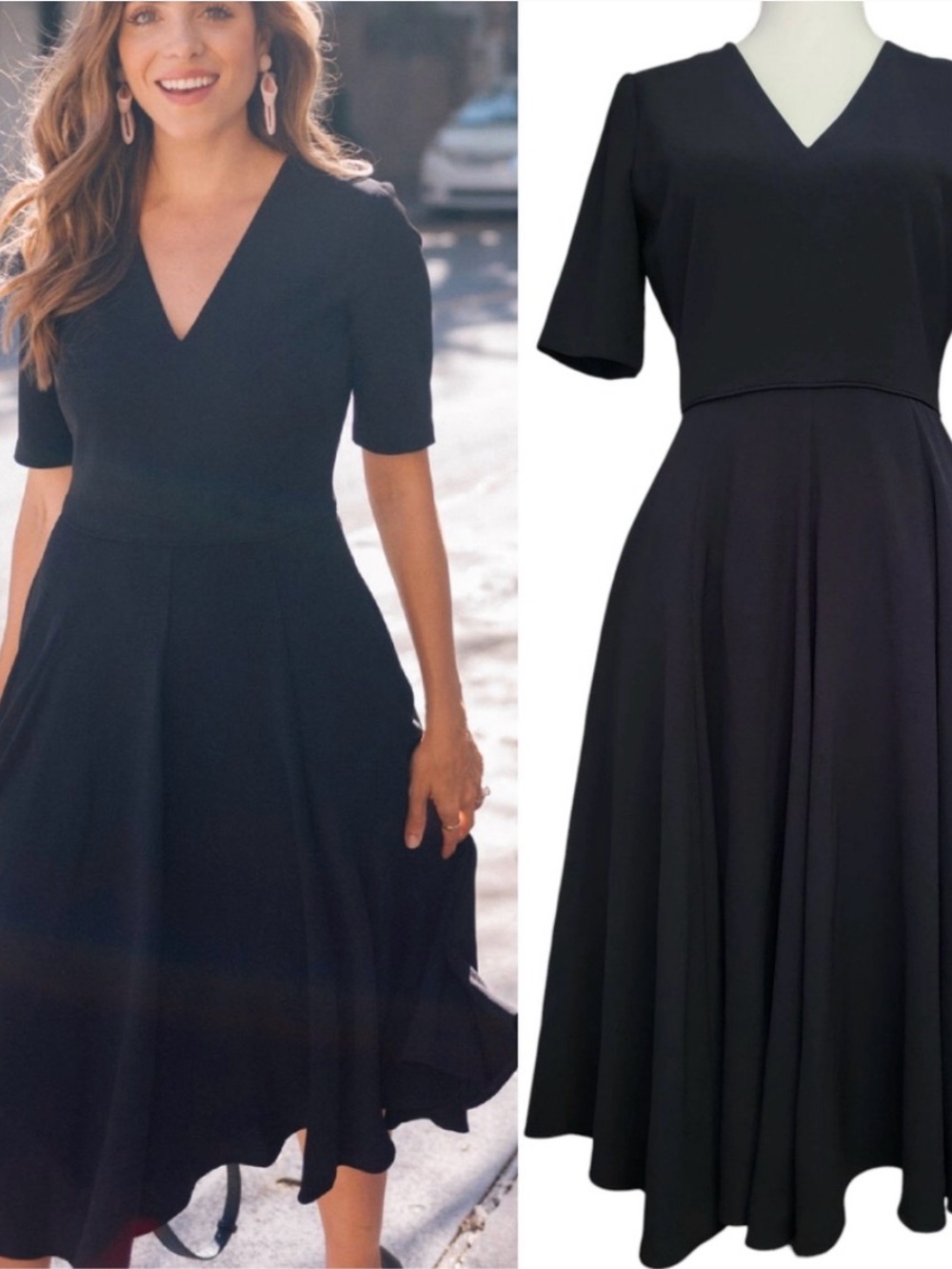 NWT Gal Meets Glam Edith Black V-Neck Midi Dress